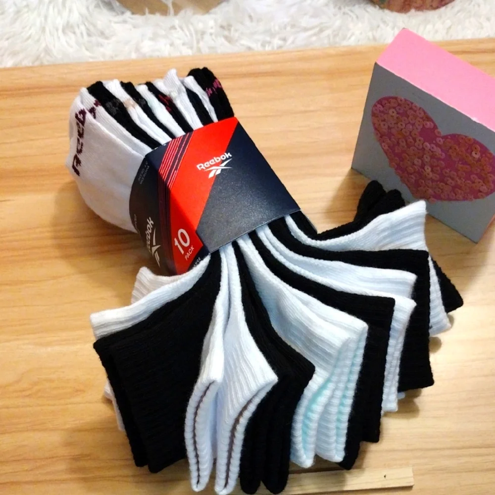 Reebok Women's Multi-Color Ladies Quarter Cut Feather weight Socks 10 Pack 🆕